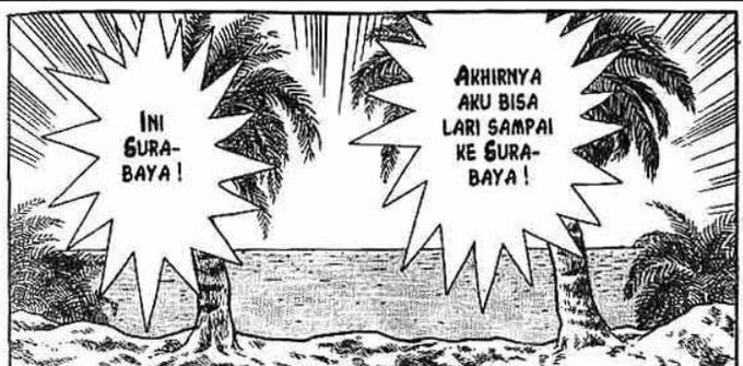 Nobita berhasil lari hingga Surabaya.